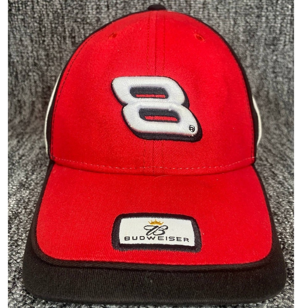 VTG Dale Earnhardt Jr 8 Budweiser Racing Hat Mens Red Winner Circle NASCAR Cap